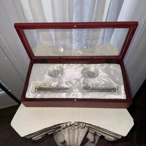 Stephans Baby Gift Birth Certificate Scroll Wood Box First Tooth Curl Silver NIB